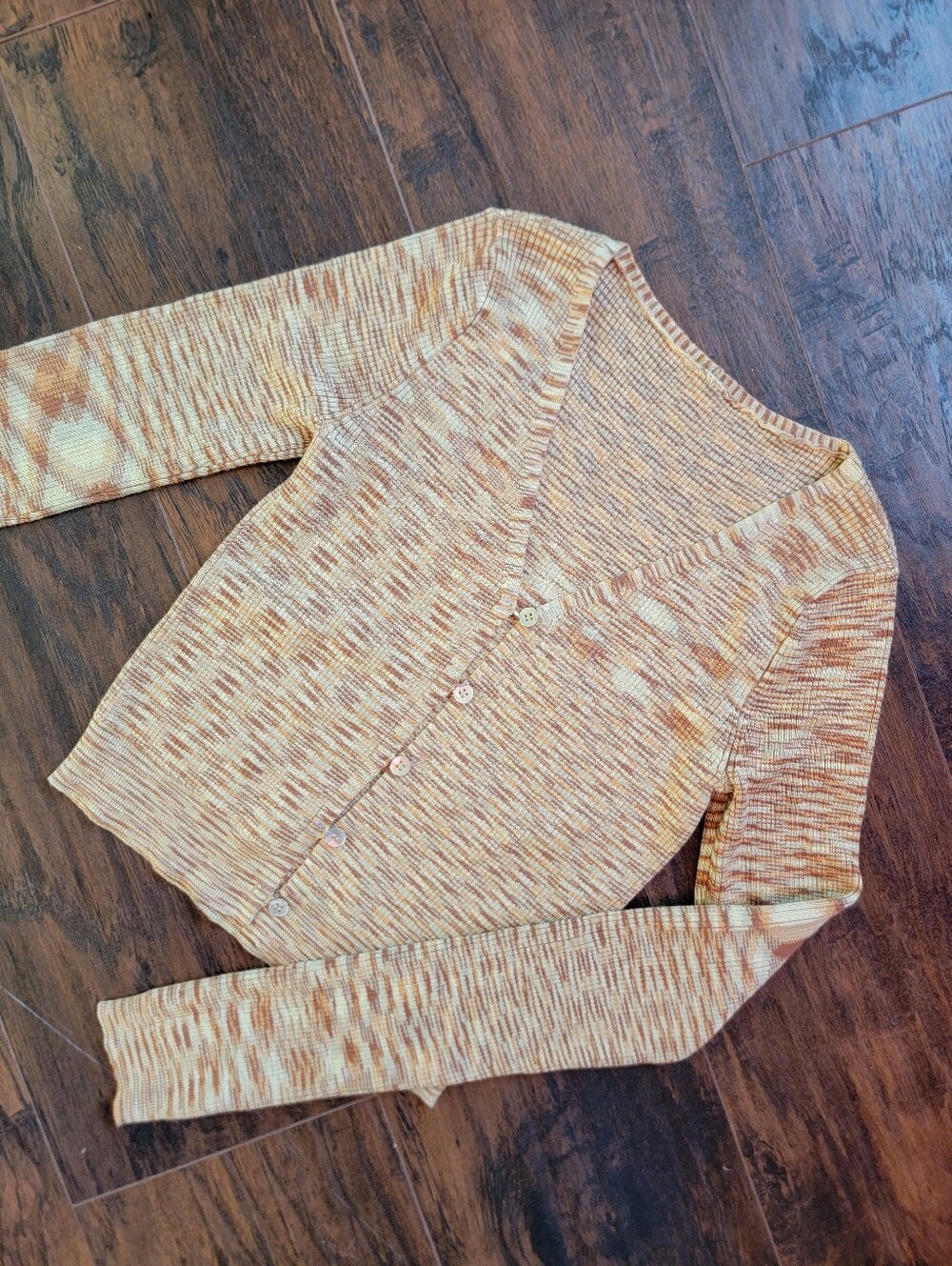 vintage neutral knit missoni style italian cropped v-neck cardigan sweater top